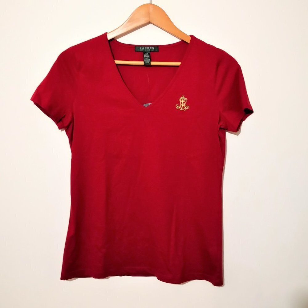 Lauren Ralph Lauren 100% Cotton Women's Red Top Size S